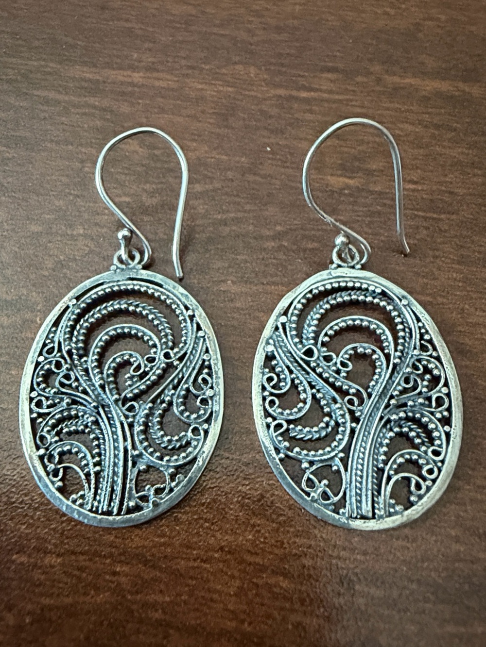 Exotic 925 sterling silver filigree drop dangle earrings